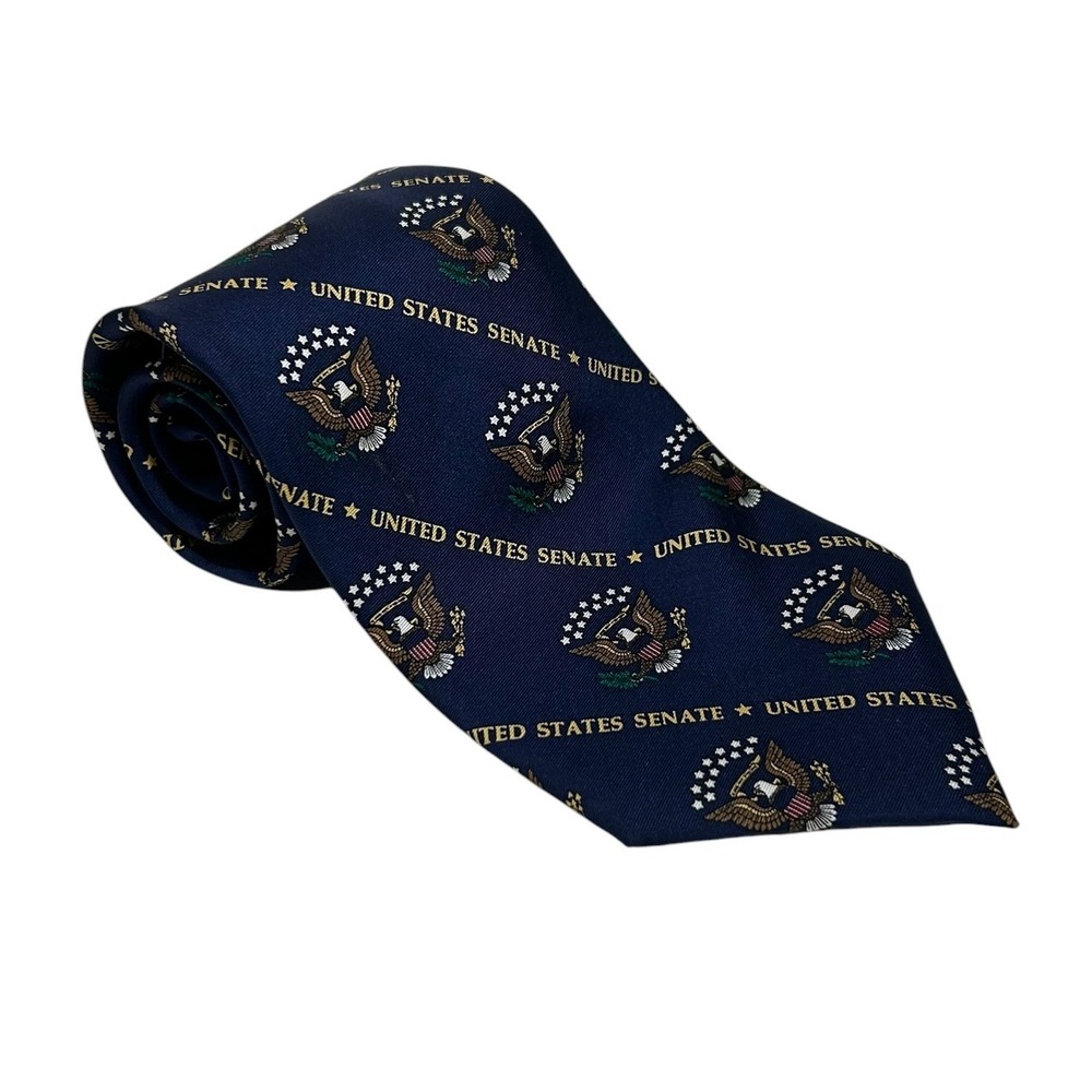 L.W. Bristol United States Senate Navy Blue Italian Silk Tie USA Made Eagle Seal